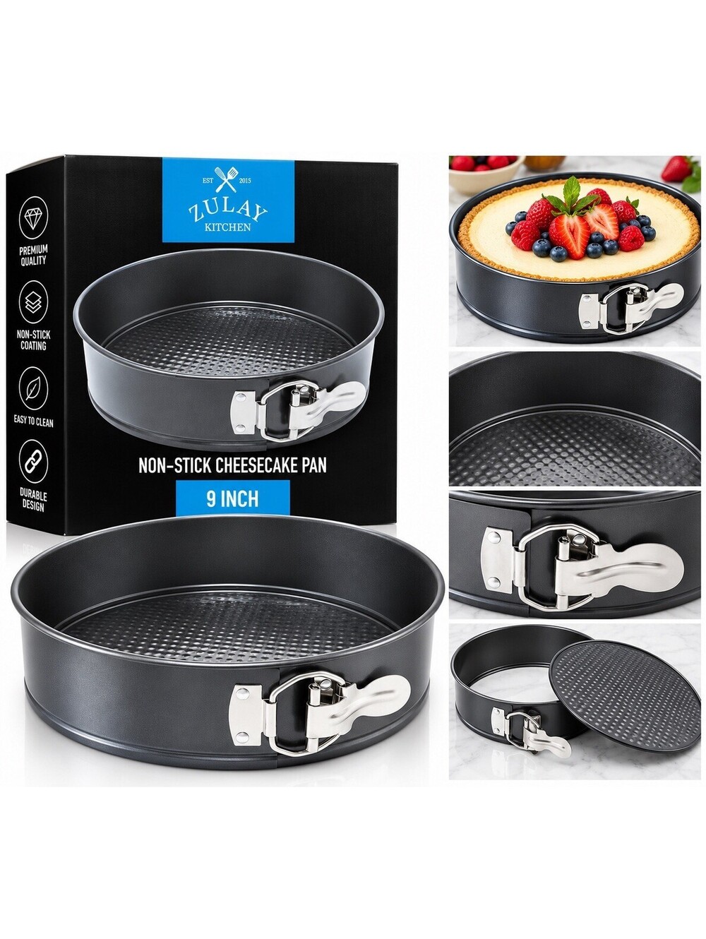 Zulay Kitchen 9” Non-Stick Springform Cheesecake Pan Round Baking Pan NEW